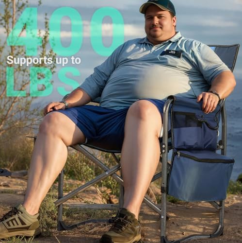 Overmont Folding Camping Chair with Side Table, Cooler Bag, 400 lb Capacity - Image 5