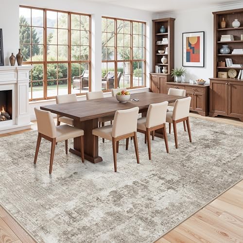 11x14 Area Rug for Living Room Washable – Large Neutral Room Size Bedroom Dining Room Rug Soft Low-Pile Modern Abstract Oversized Indoor Carpet – Non-Slip Stain-Resistant (Beige Grey) - Image 5