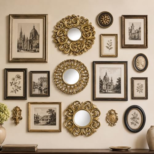 Mifoci Vintage French Wall Mirror Set of 3 Antique Gallery Decor,Round - Image 6