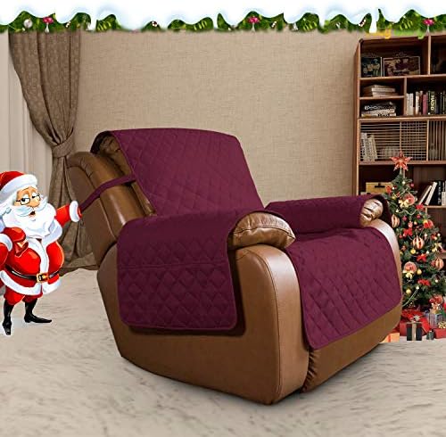 Easy-Going Reversible Couch Cover, Oversized Recliner, Wine/Beige - Image 2