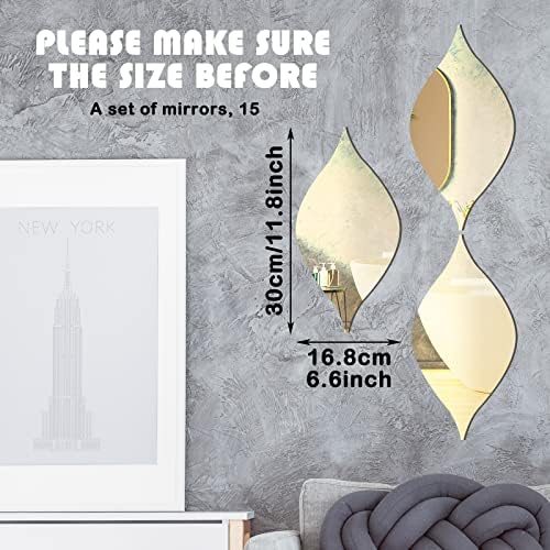 Amyhill 15 Pack Teardop Mirror Stickers Decor, Teardrop, Gold - Image 2