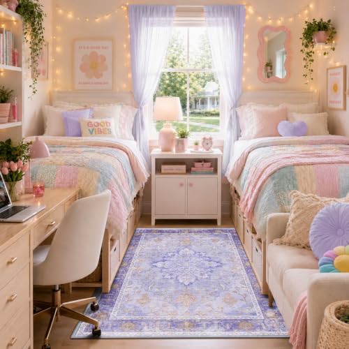 RELEANY Washable Area Rug, 3'x5', Purple - Image 2