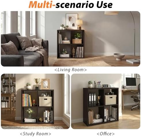 WannabeMyself【2026 Wooden Thick Frame】 4 Cube Storage Organizer with Anti-Tipping Kits, Reversible Open Back Book Shelf,Bookcase for Living Room,Bedroom,Entrance Hall,Office,11.6×24.6×24.7,Chocolate - Image 5