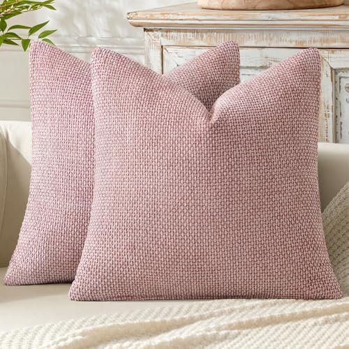 MIULEE Decorative Couch Throw Pillow Covers 20x20 Inch Pink 2 Pack by MIULEE