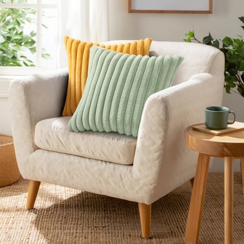 Pallene Faux Fur Decorative Throw Pillow Covers 20x20 Set of 2, Sage Green - Image 5