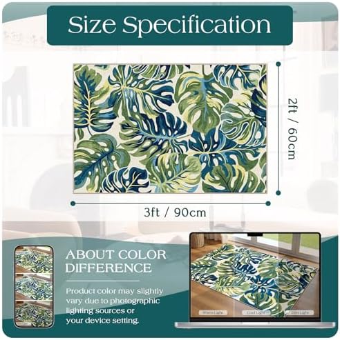 Front Door Mat Outside Entrance - 2x3 Tropical Leaf Entryway Rug - Image 2