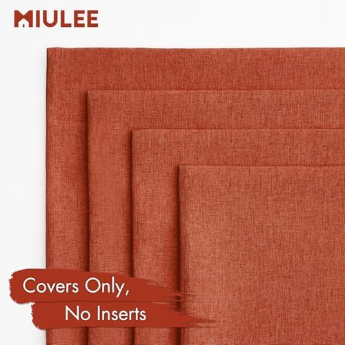 MIULEE Pack of 4 Decorative Outdoor Throw Pillow Covers Linen Waterproof Pillow Covers Summer Farmhouse Cushion Cases for Patio Garden Tent Balcony Couch Sofa 18x18 Inch Burnt Orange - Image 5