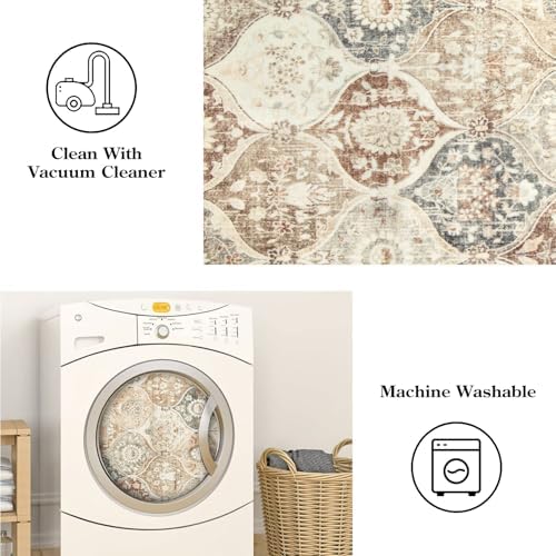 Lahome Moroccan Trellis Entryway Rug, 2x3 Kitchen Rugs Non Slip Washable, Non-Slip Indoor Door Mat Ultra-Thin, Small Throw Carpet for Bathroom Bedroom Entry Elise, Khaki - Image 4