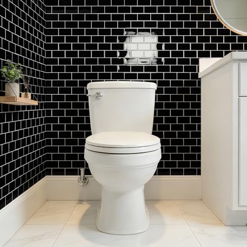 Art3d 10-Pack Subway Peel and Stick Backsplash, Black with Silver Grout - Image 4