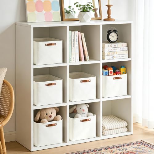 Bagnizer Collapsible Fabric Storage Cubes 11x11 Cube Storage Bins, 4 Pack Closet Baskets Box with Handles for Organizing, Shelf, Toys, Clothes, Home, Office, Nursery (White) - Image 4