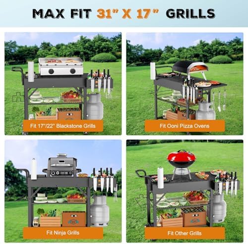 Raynesys 440lbs Outdoor Folding Grill Cart, Blackstone Griddle Stand - Image 4