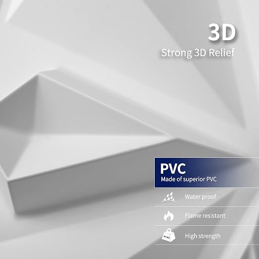 Art3dwallpanels 33 Pack 3D Wall Panels, White PVC | Modern Raised 3D Wall Tiles, Waterproof Fireproof, 33 Sheets Large Pack, Easy DIY Mount for Residential Commercial Wall - Image 3