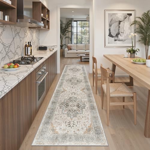 Madane Hallway Runner Rug 2x8 Washable Kitchen Rugs Soft, Light Taupe Brown by Madane