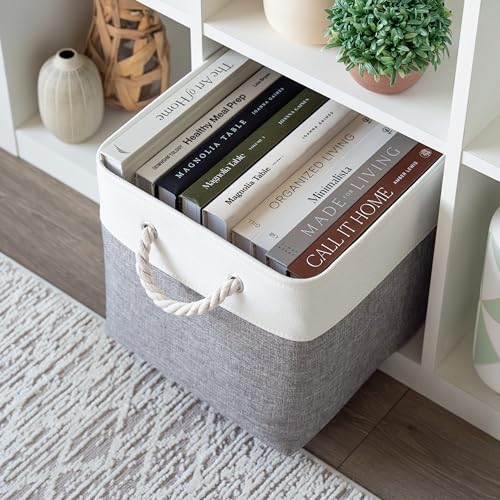 OrganiHaus 12x12 Cube Storage Bins, 4-Pack Fabric Cubes, Rope Handles - Image 5