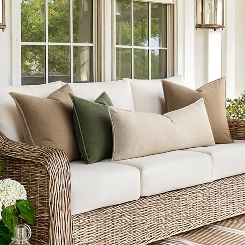 MIULEE Decorative Linen Lumbar Pillow Cover 14x36 Inch Natural Beige - Image 6