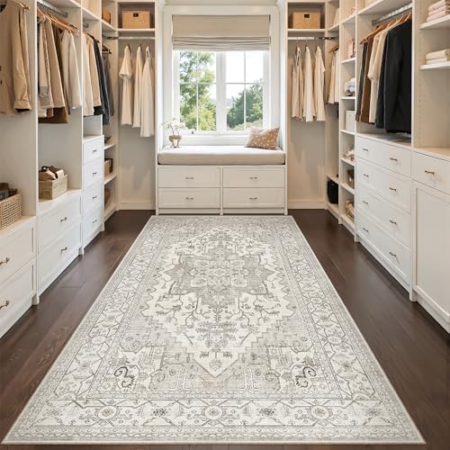 Madane 4x8 Wide Hallway Runner Rug Washable for Living Room, Beige/Brown - Image 4