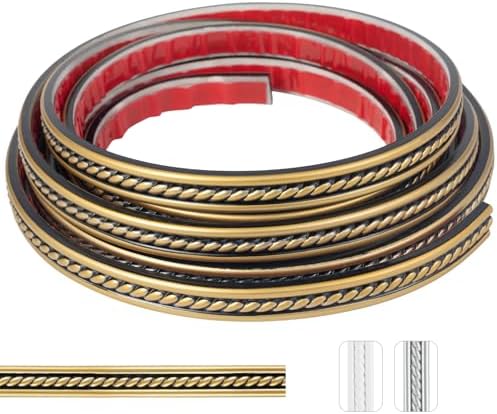 0.8" x16.4FT Black Gold Peel and Stick Crown Molding - Self-Adhesive PVC Trim with Elegant Finish for Mirror Frames, Cabinet & Decor by TopZenMarketplace