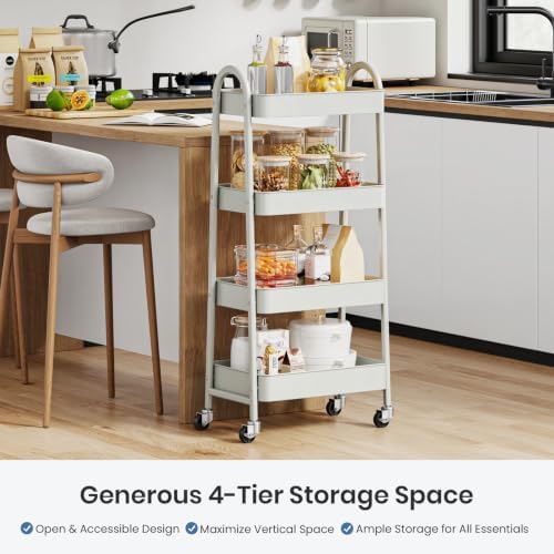 DUMOS 4 Tiers Rolling Utility Cart, Storage Organizer, Shelving Unit - Image 2