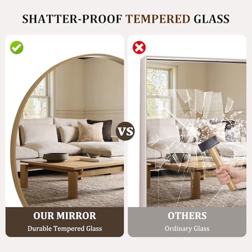 WallBeyond Round Wood Mirror, 40" Round Modern Decoration Large Circle Wall Mirror for Bathroom Living Room Bedroom Entryway, Natural - Image 5