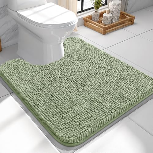 OLANLY Toilet Rugs U-Shaped 24x24, Soft Absorbent Chenille Contour Rugs by OLANLY