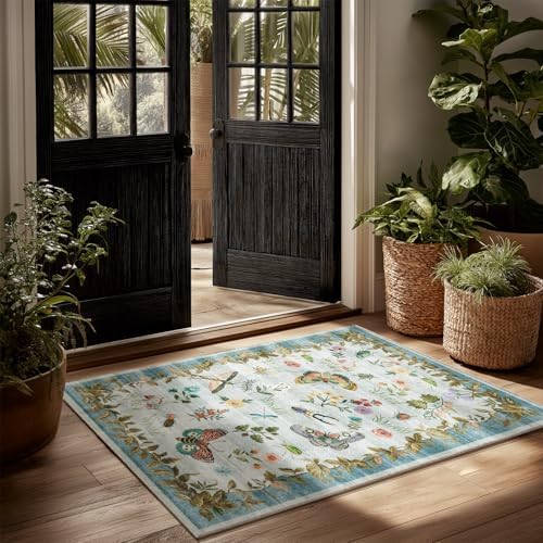 2x3 Washable Throw Rugs for Entryway: Door Mat Indoor Entrance Small Area Rug Non-Slip Low Pile Soft Kitchen Rug for Front Door Indoor Entrance Bedside Entry Kids Room by palohom