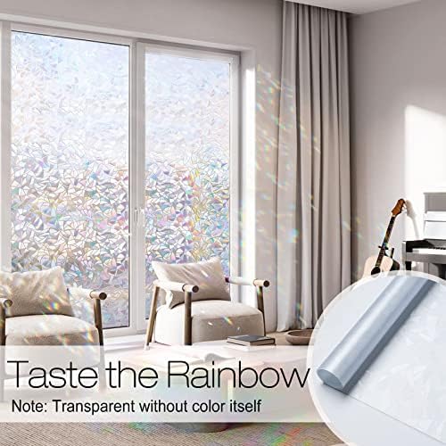 rabbitgoo Rainbow Window Privacy Film, Stained Glass Cling, 17.5" x 157.4" - Image 2