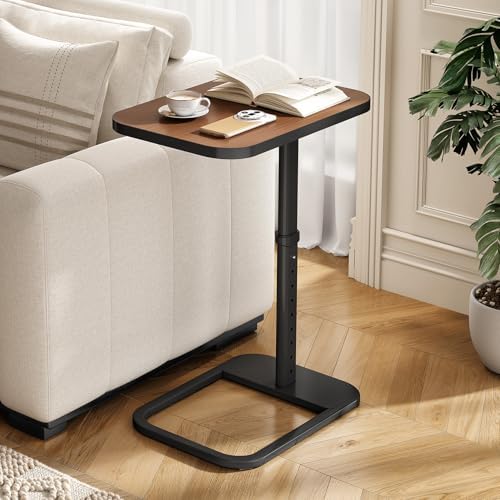 Kitstorack Upgraded TV Tray Table with Panel Lock, 90° Flip-Over Design & Adjustable Height, Sofa Arm Side Table for Eating, Laptop, Couch, Bed, or Small Spaces, Espresso by Kitstorack