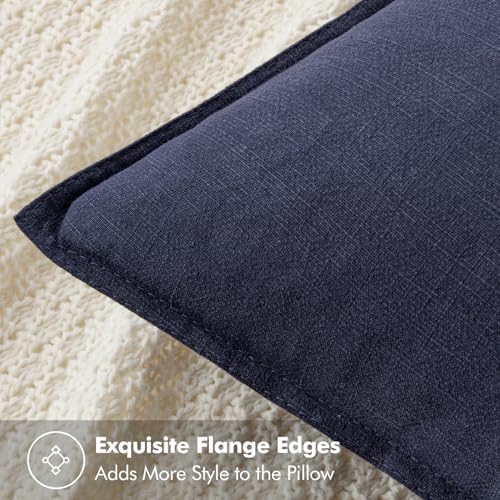 MIULEE Decorative Linen Pillow Covers 20x20 Inch Navy - Image 2