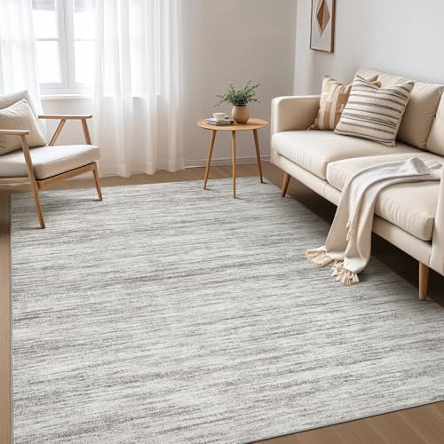 Nakagishi 5x8 Area Rugs Living Room: Washable Large Vintage Rug Neutral Non-Slip Soft Stain Resistant Indoor Carpet for Bedroom Nursery Dining Room Office Playroom - Grey-01 by NakagishiAreaRug