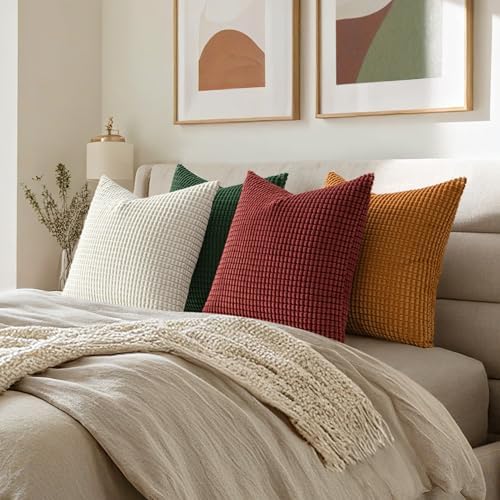 MIULEE Modern Decorative Pillow Covers 18x18 Inch Set of 4 Christmas Red - Image 5