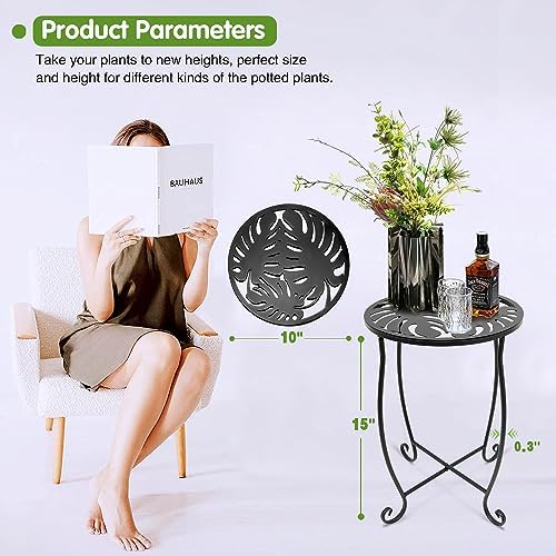 Fashion&cool Outdoor Side Tables, Weather Resistant Metal Patio Side Table, Small Round Outdoor End Table Side Table for Patio Yard Porch Balcony Garden Bedside, Plant Stand for Indoor Outdoor - Image 7
