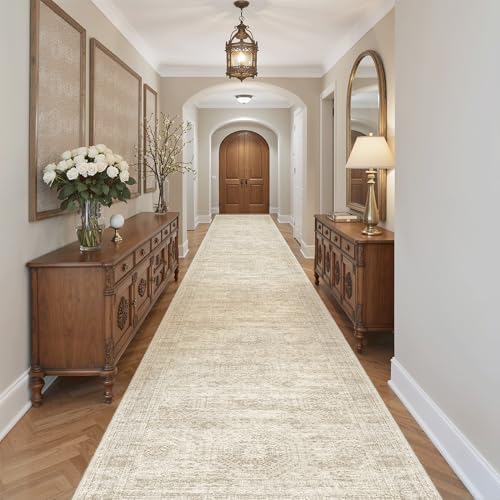 Soalmost Washable 3x20 Hallway Runner Rug Non-Slip Kitchen Entry Rugs Beige - Image 2