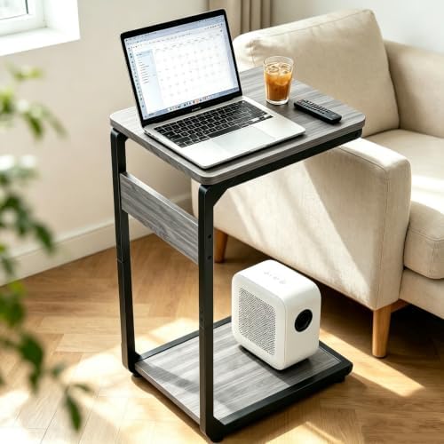 Wood Pedestal TV Trays Set of 2, Couch End Tables, Sliding Stands ET-YB-GY2 - Image 6