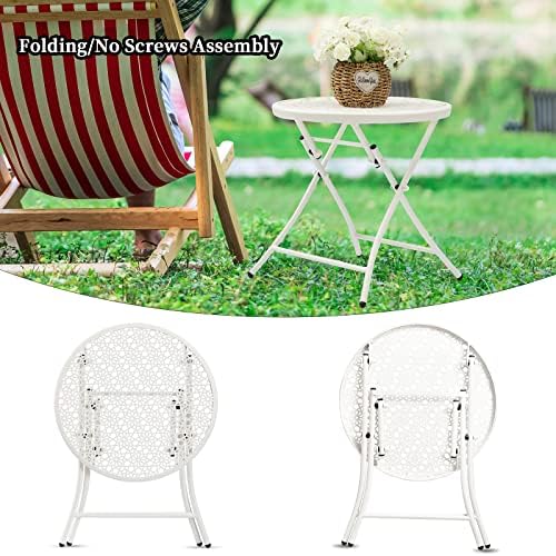 TeoKJ Folding Small Outdoor Side Table, Anti Rust Patio Metal Table - Image 6