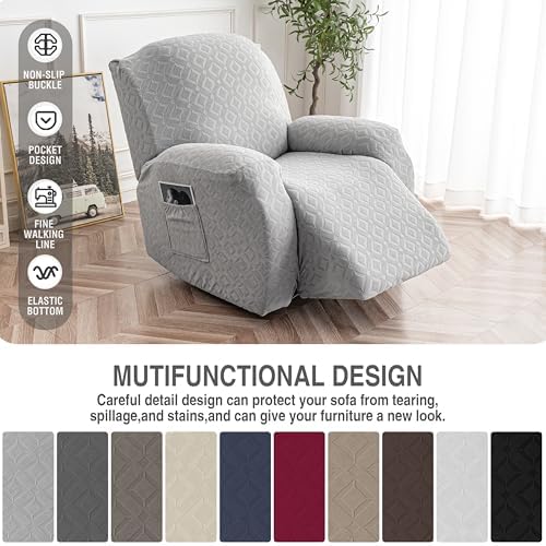 Genina Waterproof Recliner Chair Cover,XL-1 Seat Couch Cover,Light Gray - Image 5