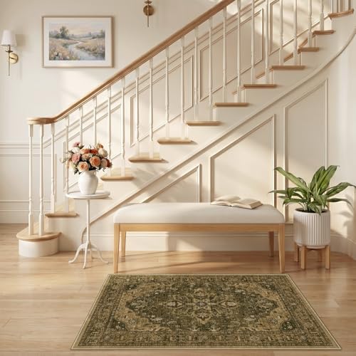 RELEANY Washable Area Rug, Small 2'6"x4', Brown/Dark Brown - Image 2