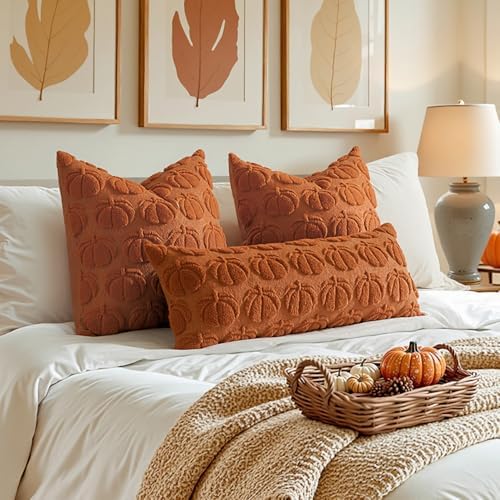 MIULEE Fall Pillow Covers Pumpkin Fall Decor 24x24 Dark Rust - Image 3