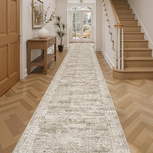 Soalmost Hallway Runner Rug 2'6" x 14' Washable Long Kitchen Rugs Brown by Soalmost