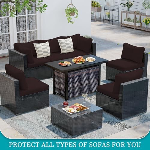 14 Pcs Outdoor Cushion Covers, Patio Sofa Cushion Covers Replacement - Image 5