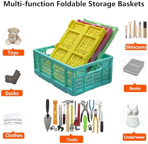 4 Pack 20L Large Closet Storage Baskets Bins for Shelves | Foldable Closet Organizers and Storage with Handles Home Organization | Plastic Collapsible Baskets for Organizing Clothes - Image 5