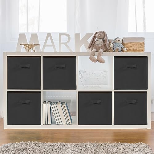 11 Inch Fabric Storage Cubes, Sturdy Foldable Storage Bins, Heavy Duty Cube Organizer for Clothes, Blankets, Shelves, Closets, Bedroom, Living Room, Black, 9 Pack - Image 6
