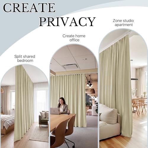 RYB HOME Blackout Room Divider Curtain Flexible Track Ceiling & Wall Mount - Image 6