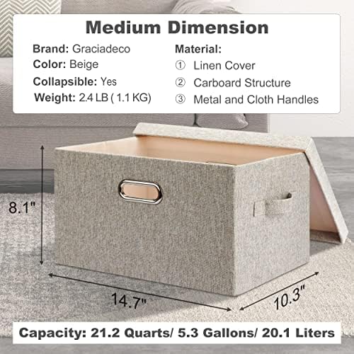 Storage Bins with Lids Fabric Closet Organizers Cubes Office Organization - Image 2