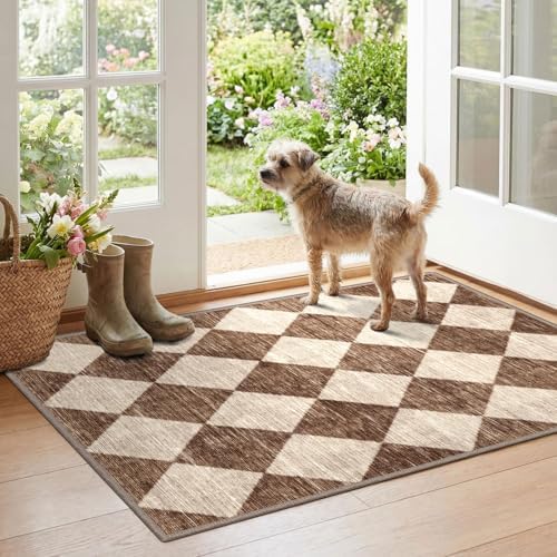 Checkered Entryway Rug - 28"x43" Front Door Mat Indoor Entrance by Othilic