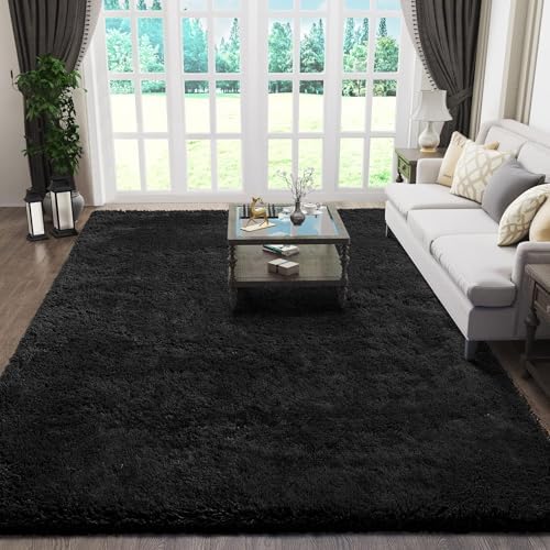 Ophanie Black Area Rug 5x7 Rugs for Living Room, Fluffy Furry Shaggy Fuzzy Rug, Carpets for Bedroom Shag Plush Soft Large, Kids Home Decor Aesthetic with Over 99 pcs Pile fibers by Ophanie