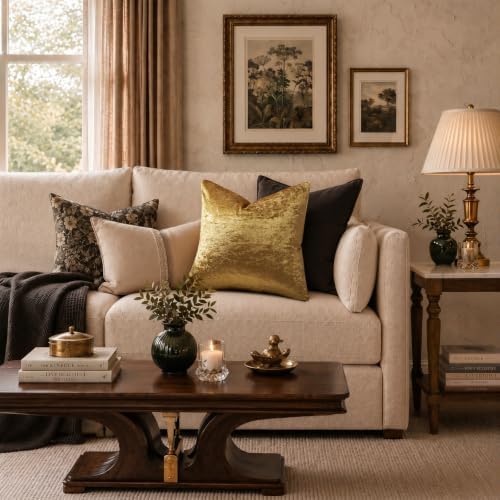 GIGIZAZA Crushed Gold Velvet Throw Pillow Covers 20x20 Pack of 2 - Image 4