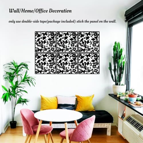 Lchen Hanging Wall Divider,12pcs PVC Room Partition Screen Panel with Butterfly Flower Bird for Home,Office,Hotel,Bar Decoration(black02) - Image 5