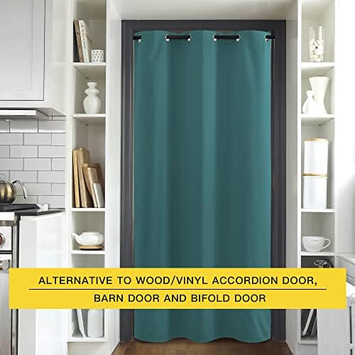 NICETOWN Doorway Curtain Room Divider Drape Screen Partitions, Vertical Blind for Sling Door, Blackout Window Curtains Privacy Blind for Patio (Sea Teal, 1 Panel, 7ft Tall x 5ft Wide) - Image 4
