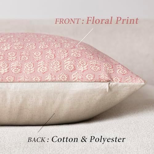 Foindtower Decorative Floral Print Throw Pillow Covers 18×18 Light Pink - Image 2