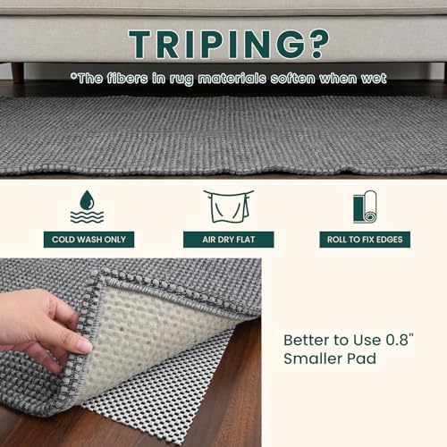 KOZYFLY Woven 2x7 Washable Kitchen Runner Rug, Non Slip Runners for Hallway, Cotton Entryway Runner, Braided Floor Carpet for Entry, Kitchen, Bedside, Hall, Grey/Dark Grey - Image 6